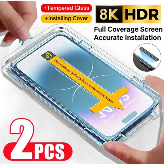 8K High End Tempered Glass For IPhone 14 11 12 13 15 Pro Max Mini 15 Plus Privacy Screen Protector with Alignment Mounting Cover